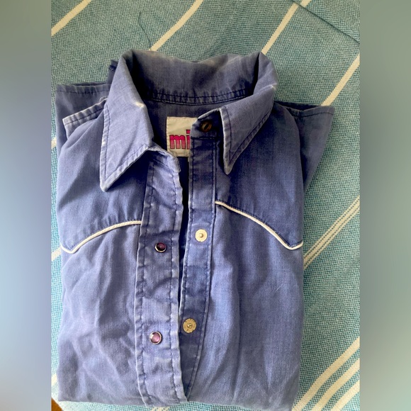 Vintage long sleeved denim Pearl snap button down - Picture 1 of 1